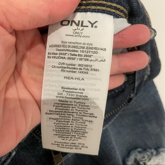 Only Carmen Regular Skinny Ankle Denim Jeans Size 25 - Picture 8 of 8